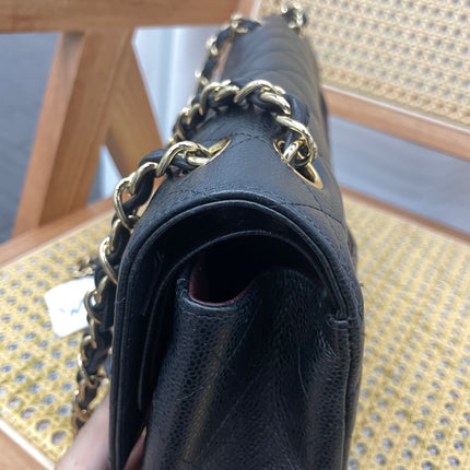 Chanel Classic Flap Jumbo 2011 Black Caviar Leather Double Flap Gold Hardware