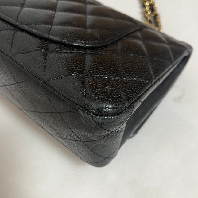 Chanel Classic Flap Medium Black Caviar Leather with 24k Gold Hardware, 2008