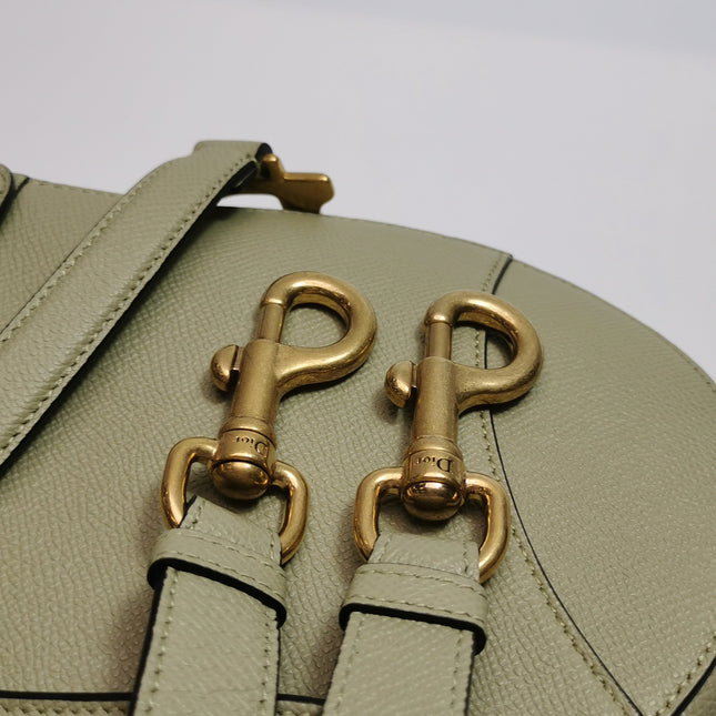 Dior Saddle Medium 2022 Mint Green Grained Leather Handbag with Leather Strap
