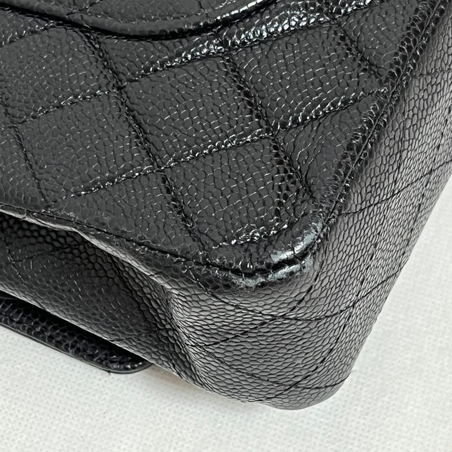 Chanel Classic Flap Medium Black Caviar Leather with 24k Gold Hardware, 2008