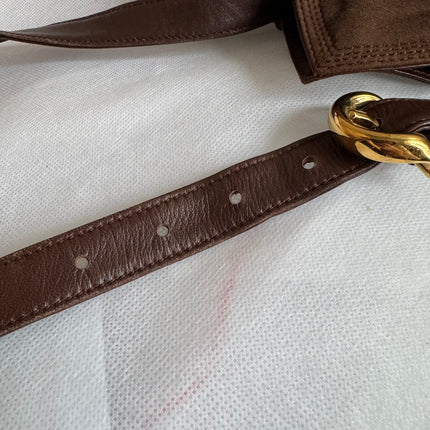 Loewe Flamenco Medium Brown Suede Leather Shoulder Bag 28cm