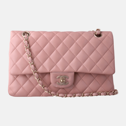 Chanel Timeless Classic Flap Medium Cherry Blossom Pink Lambskin Leather Gold Hardware, 2014-2015-Luxbags