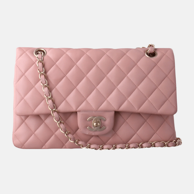 Chanel Timeless Classic Flap Medium Cherry Blossom Pink Lambskin Leather Gold Hardware, 2014-2015-Luxbags