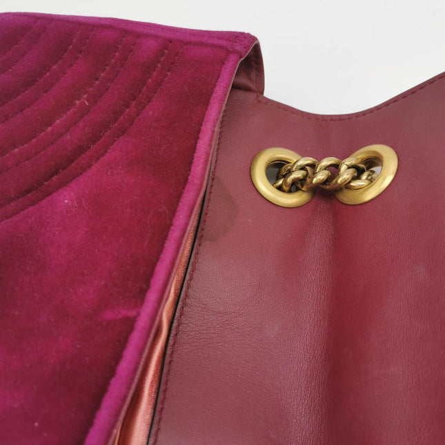 Sold Gucci Marmont Mini Flap Pink Velvet Handbag