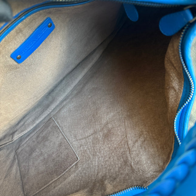 Bottega Veneta Veneta Hobo Medium Royal Blue Intrecciato Leather Bag 47cm