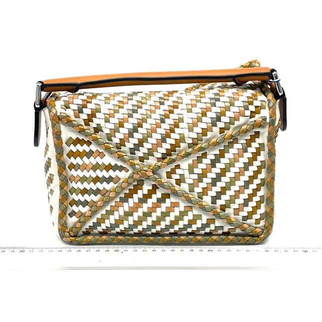Loewe Puzzle Small Leather Woven Braided Multicolor Crossbody Bag