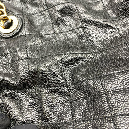 Chanel Shiva Tote Black Quilted Shiny Caviar Leather Gold Hardware