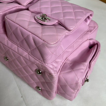 Chanel Cambon Large Pink Calfskin Leather Double Strap Handbag