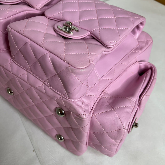 Chanel Cambon Large Pink Calfskin Leather Double Strap Handbag