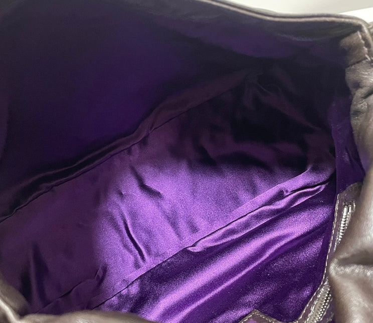 Fendi Mamma Baguette Chocolate Brown Lambskin Leather Silver Hardware