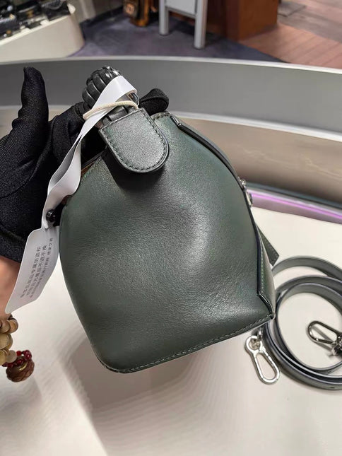 Loewe Puzzle Edge Braided Handle Small Dark Green Nappa Calfskin leather Crossbody bag