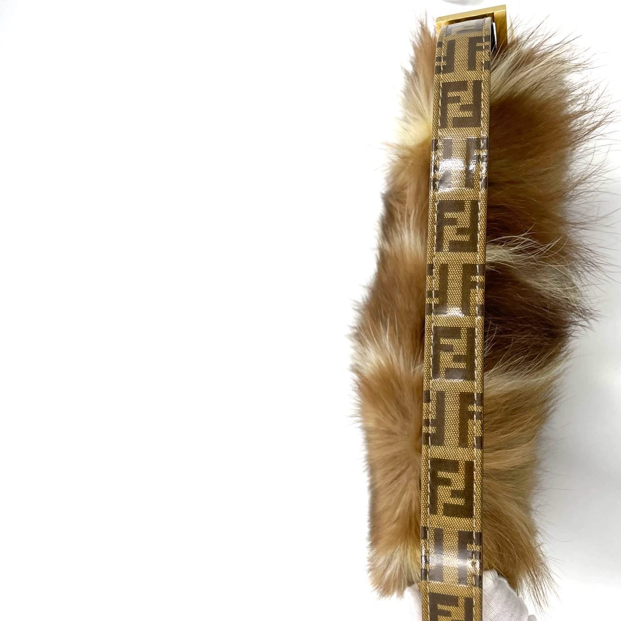 Fendi Baguette RARE Skunk Fur Vinyl Zucchino Strap Tobacco Multicolor