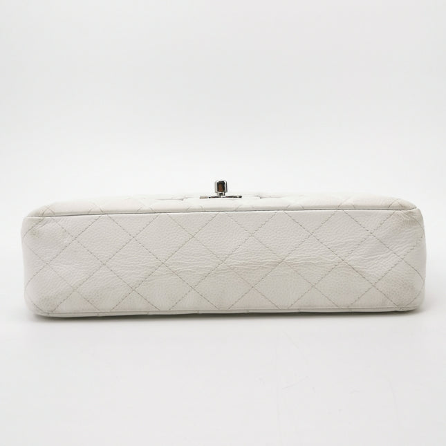 Chanel Classic Flap Medium 2008 White Caviar Leather Silver Hardware