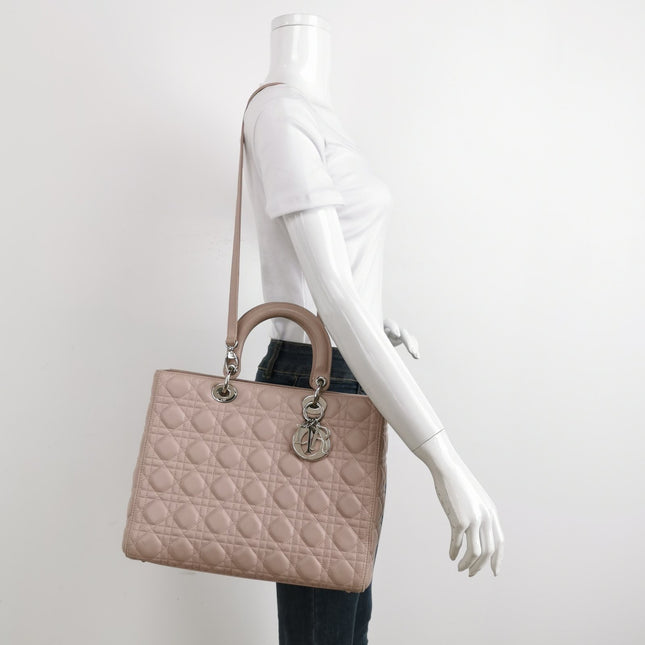 Sold Lady Dior 2012 Large Bag Pink Lambskin Cannage Leather