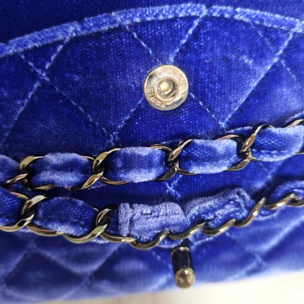 Chanel Classic Flap Medium Royal Blue Velvet Silver Hardware