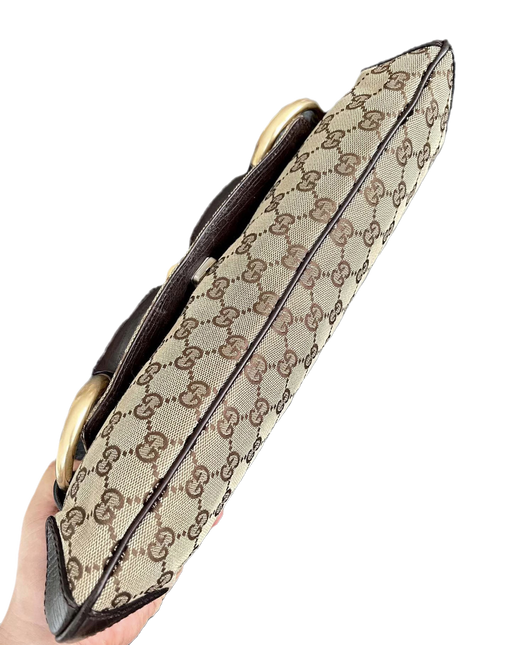 Sold Iconic 2003 Gucci Horsebit 1955 Cloth Black Monogram Shoulder bag