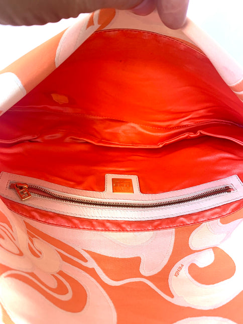 Sold FENDI Baguette Orange Multicolor Silk with Psychedelic prints