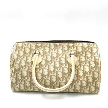 Dior Boston Bowling Bag White Oblique Monogram Canvas With Flower Embroidery