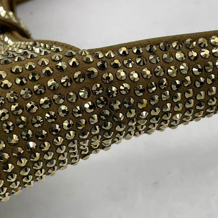 Yves Saint Laurent YSL Le 5 A 7 Hobo Mini Brown Silk Crystals Shoulder Bag