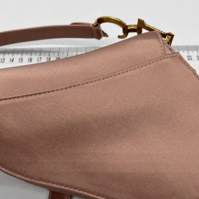 Sold Dior Saddle 2019 Mini Silk Pink with Crystal Embedded Buckles