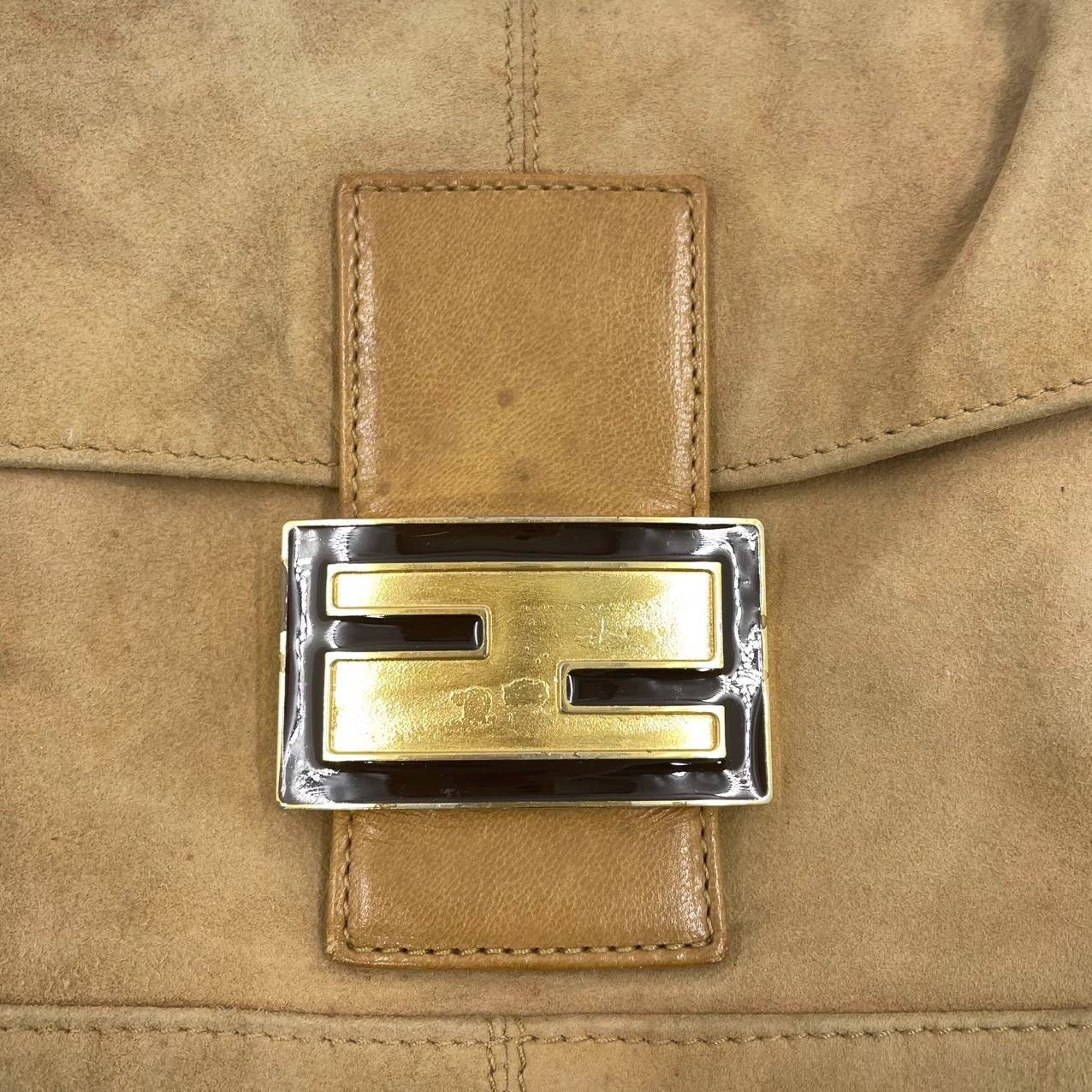 Fendi Baguette Light Camel Brown Suede Leather Shoulder Bag