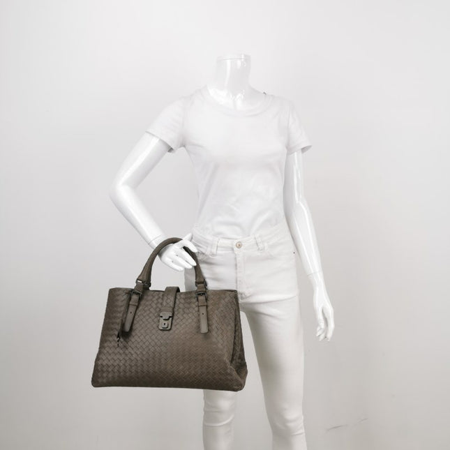 Bottega Veneta Roma Large Intrecciato Nappa Leather Grey 35cm