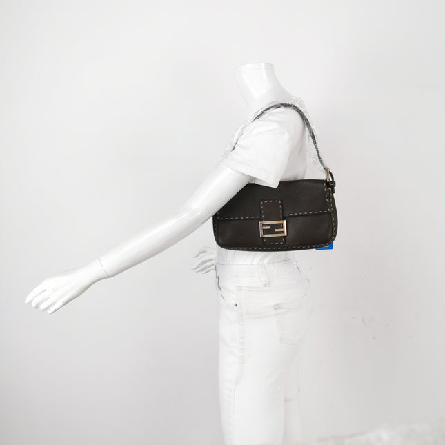 Fendi Baguette Selleria Calfskin Leather Brown Shoulder Bag