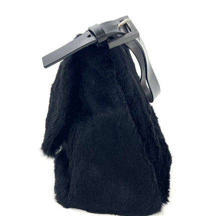 Fendi Mamma Baguette Black Faux Fur Shoulder Bag