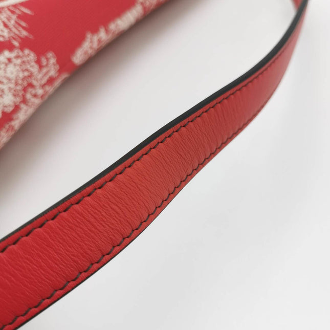 Christian Dior Saddle Medium Red Canvas Rain Forest Prints