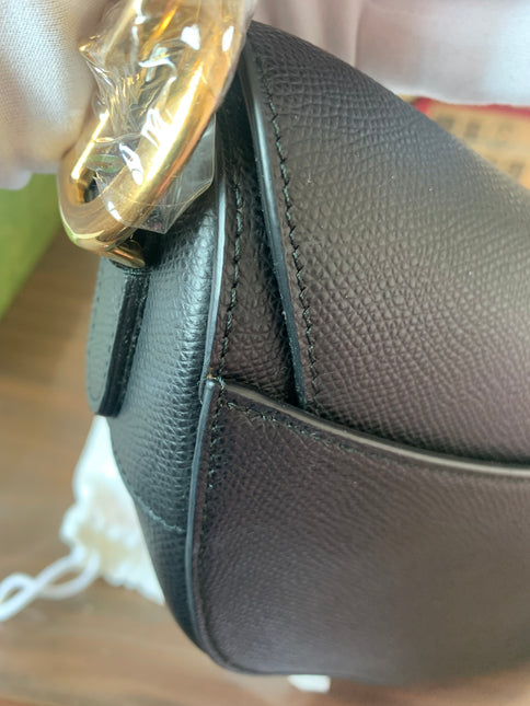 Sold Dior Saddle Black Medium Grained Leather Handbag with Gold Hardware