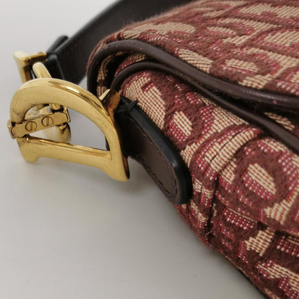Dior Saddle Mini Burgundy Oblique Monogram Canvas with Strap