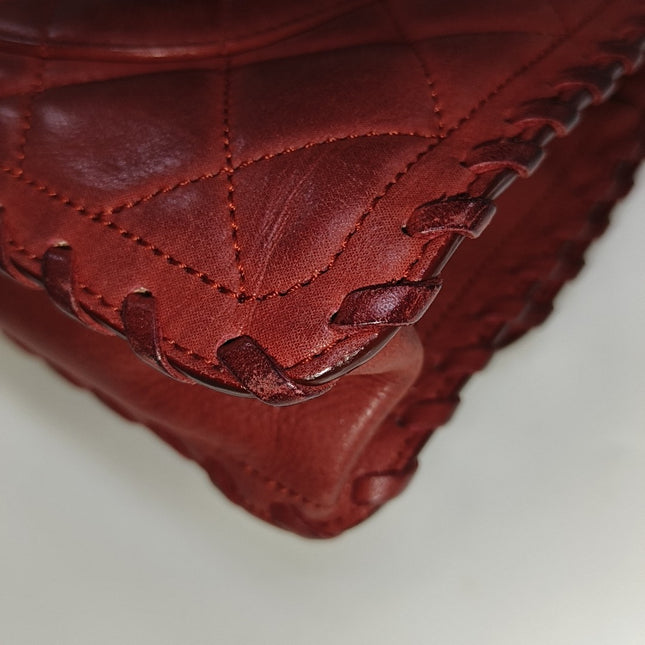 Chanel Classic Flap Medium Happy Stitch Red Aged Calfskin Leather Gold Hardware, 2015-2016