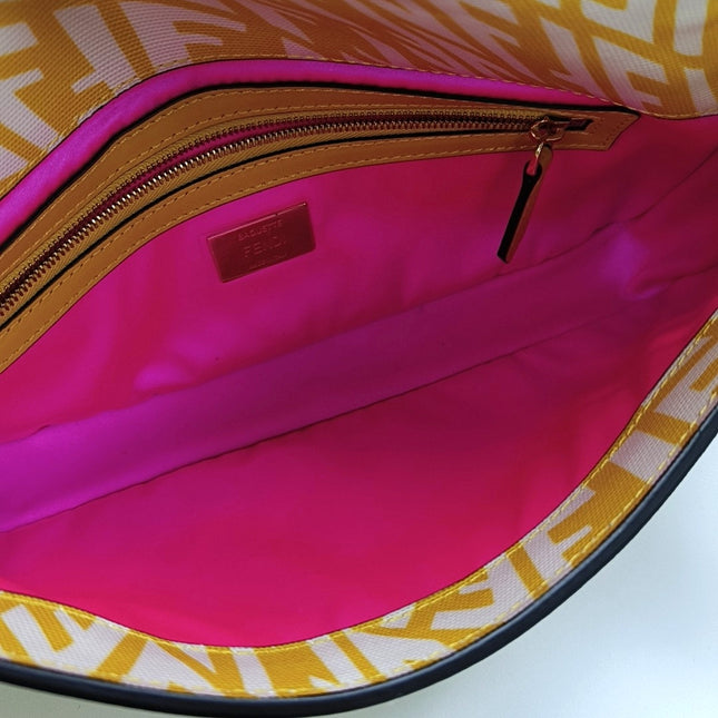 Fendi Baguette 1997 Re-edition Yellow Psychedelic Print Canvas Shoulder Bag