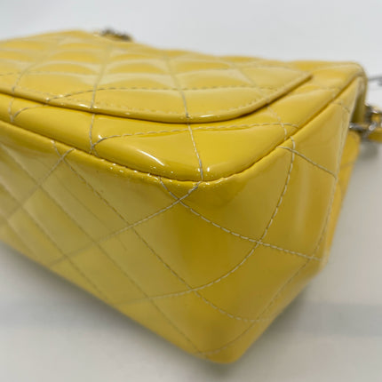 Chanel Classic Flap Mini Square Yellow Patent Lambskin Crossbody Bag 2014
