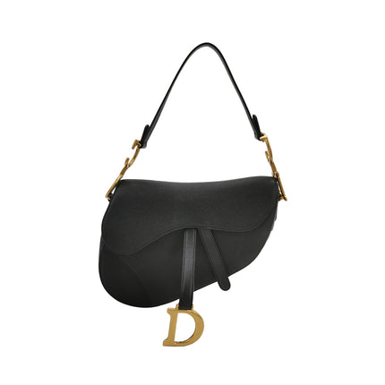 Dior Saddle 2020 Medium Grained Calfskin Leather Bag Black-Luxbags