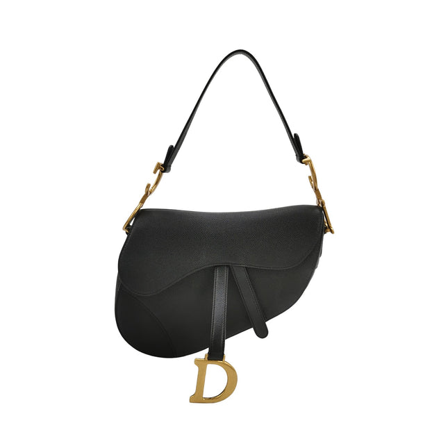 Dior Saddle 2020 Medium Grained Calfskin Leather Bag Black-Luxbags
