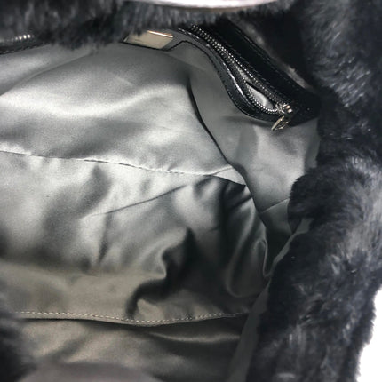 Fendi Mamma Baguette Black Faux Fur Shoulder Bag