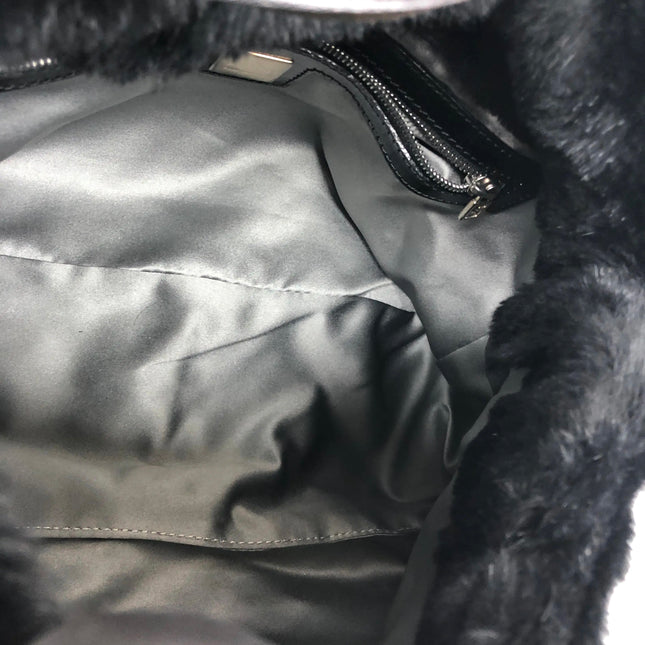 Fendi Mamma Baguette Black Faux Fur Shoulder Bag