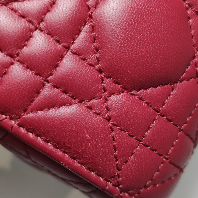 Lady Dior Mini 2020 Dark Red Lambskin Leather Gold HW Chain Strap