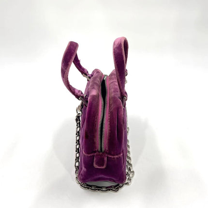 Loewe Amazona 19 Mini Handbag in Purple Velvet with Crystal Logo
