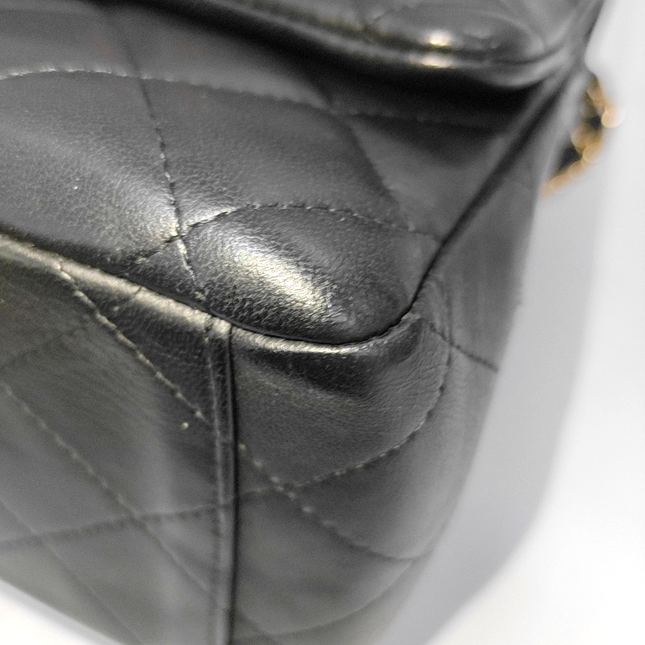 Sold Chanel Classic Flap Maxi Black Lambskin Leather Double Flap with Gold Hardware, 2014-2015