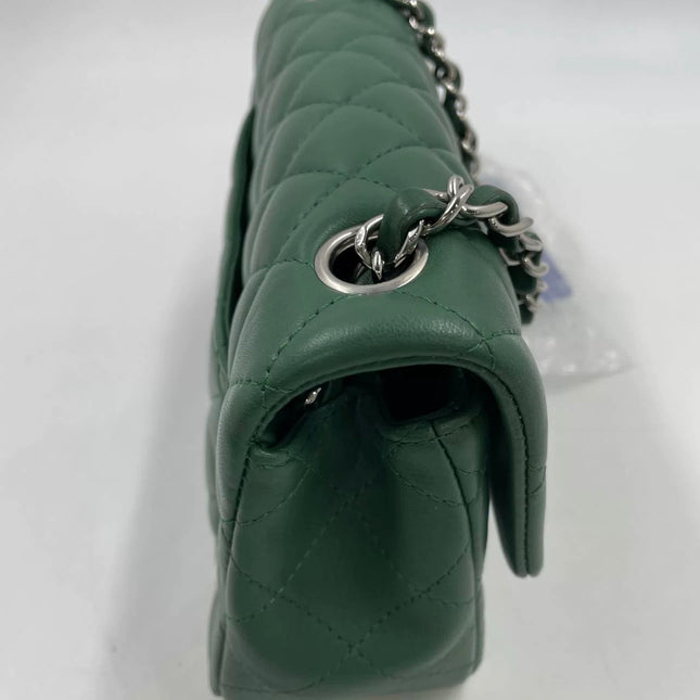 Chanel Classic Flap Mini 2019 Green Lambskin Leather Silver Hardware