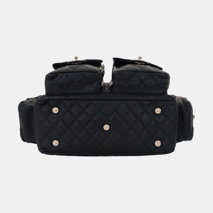 Chanel Cambon Large Black Calfskin Leather Double Strap Handbag