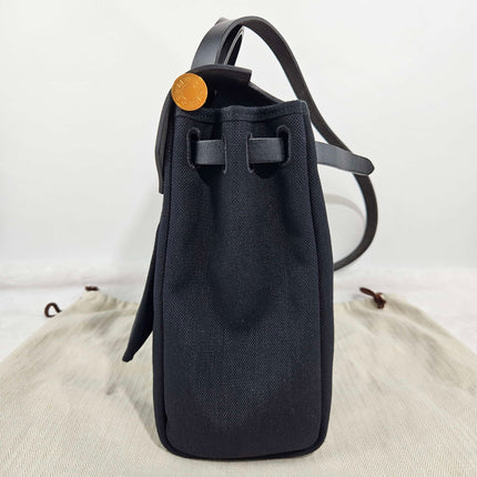 Hermes Herbag 31 Black Canvas Gold Hardware Crossbody Bag