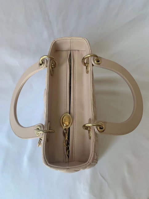 Sold Lady Dior Pink Cannage Leather Medium