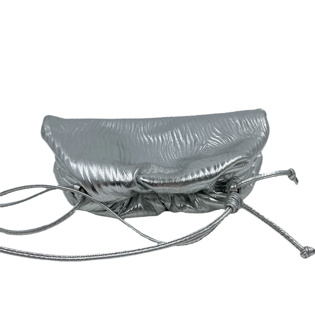 Sold Bottega Veneta Pouch Mini Silver Lambskin Leather Tree Trunk pattern