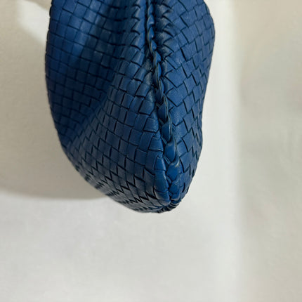 Sold Bottega Veneta Veneta Hobo Medium Blue Intrecciato Leather Bag 47cm