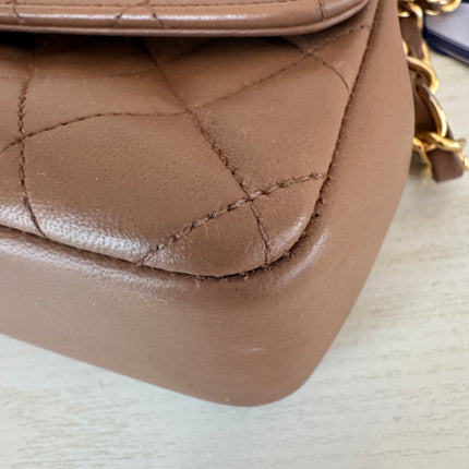 Chanel Classic Flap Mini Vintage Beige Lambskin Leather Adjustable Gold-tone Chain