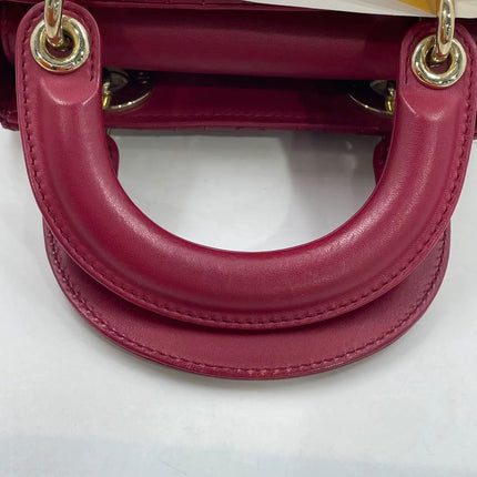 Lady Dior Mini 2020 Dark Red Lambskin Leather Gold HW Chain Strap