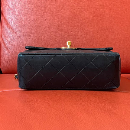 Chanel Vintage Classic Flap Mini Square Black Lambskin 24k Gold HW, 1989-1991